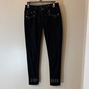 Miss Me Black Jeans with Silver Accents